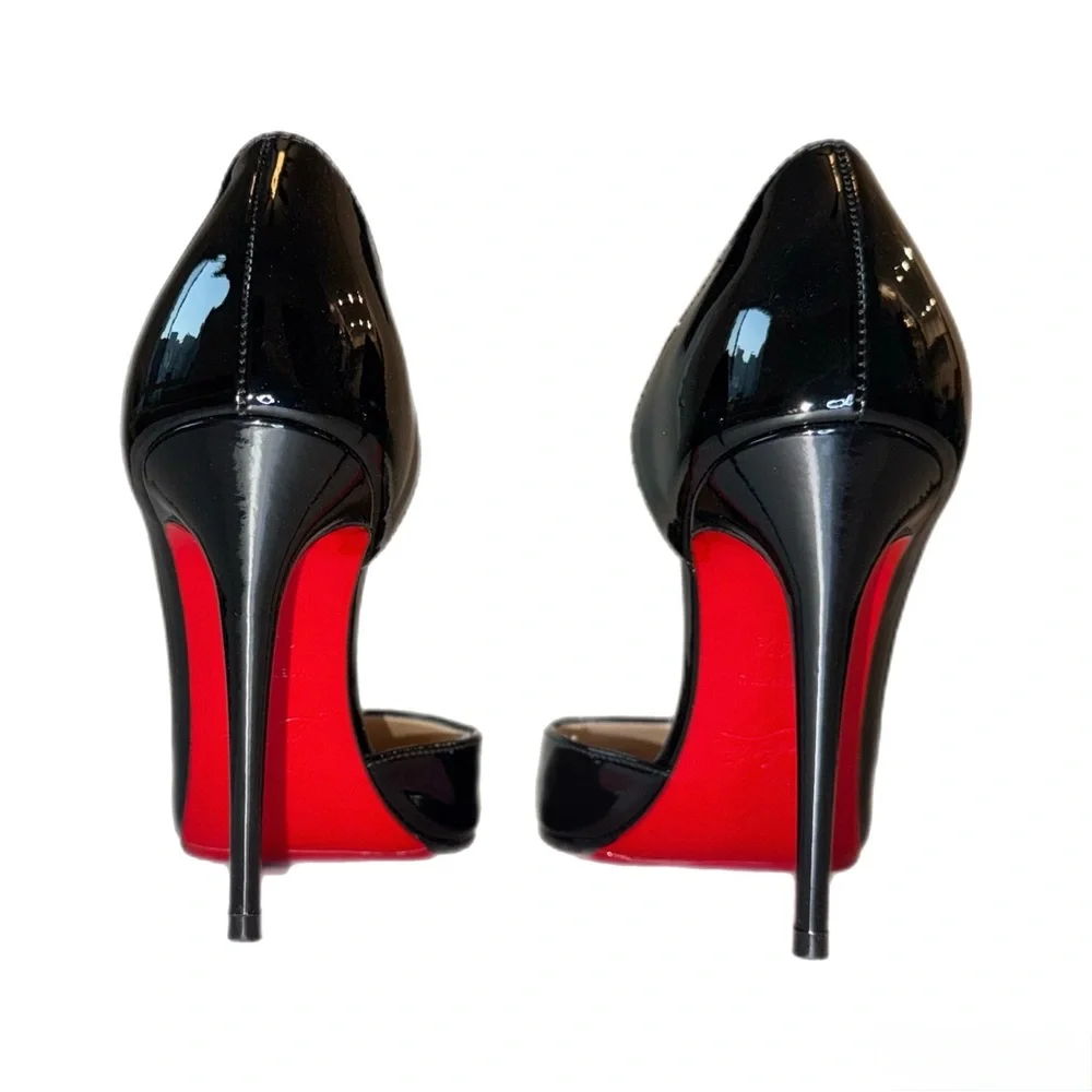 Christian Louboutin Iriza Glossy Black Heels with Iconic Red Soles - Picture 9 of 13